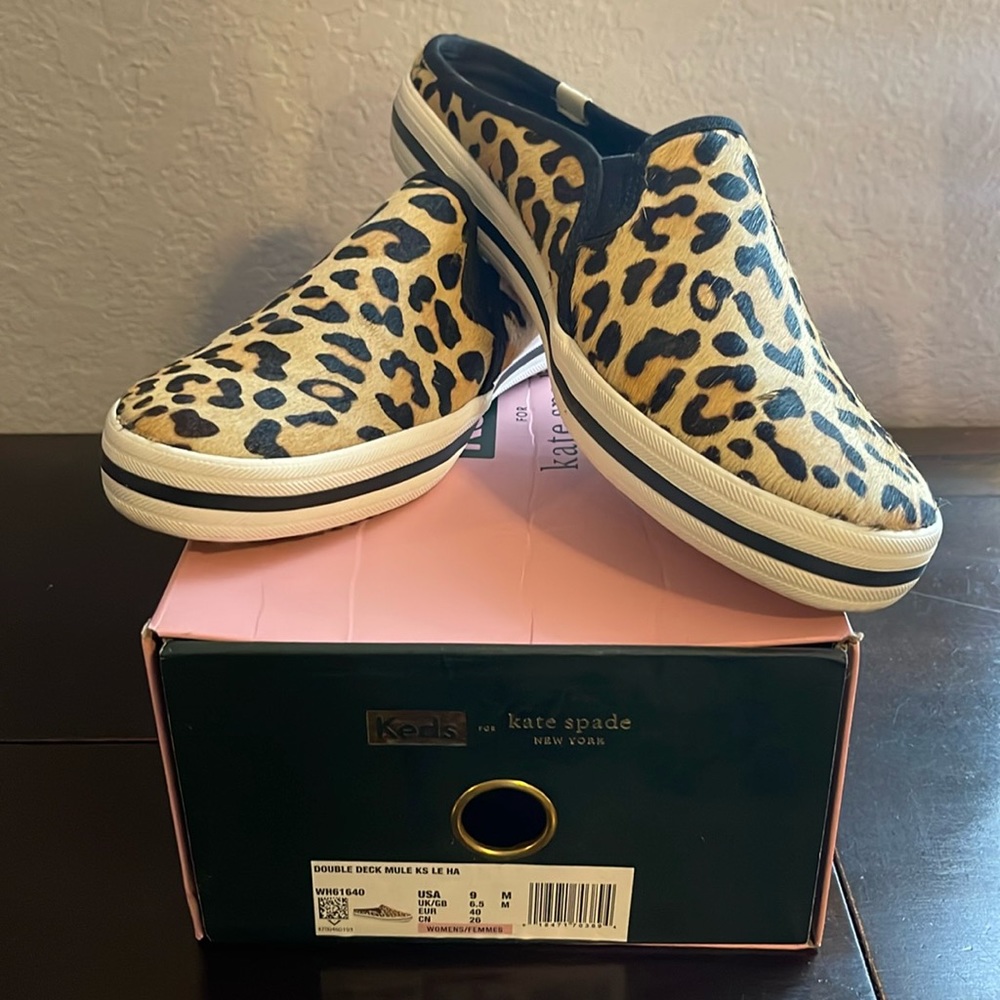 KATE SPADE X KEDS Fur Leopard slip on shoes